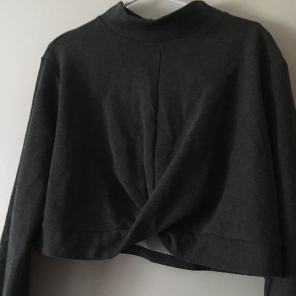 NAP LOUNGEWEAR Dark Grey Cotton Gathered Front Crop Top M - Picture 5 of 9